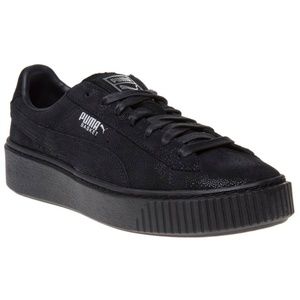 PUMA Black Basket Platform Leather Sneakers